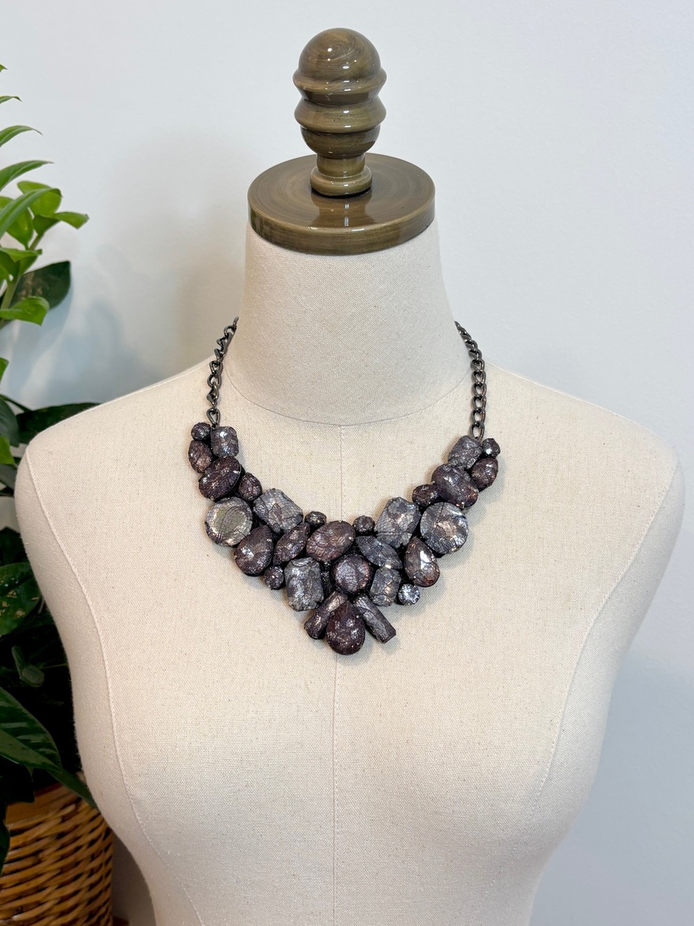 Stunning Black Lace Jeweled Statement Cara New York Necklace